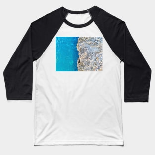 Blue Calm Turquoise Sea Water, Rocky Beach Texture Baseball T-Shirt